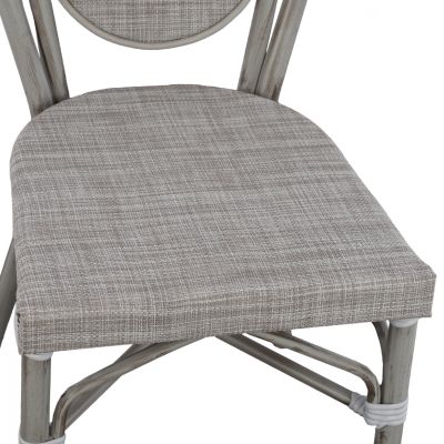 Aluminum chair Bamboo Look Patina Grey with textline 45x57x88 cm HM5109