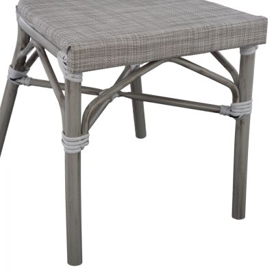 Aluminum chair Bamboo Look Patina Grey with textline 45x57x88 cm HM5109