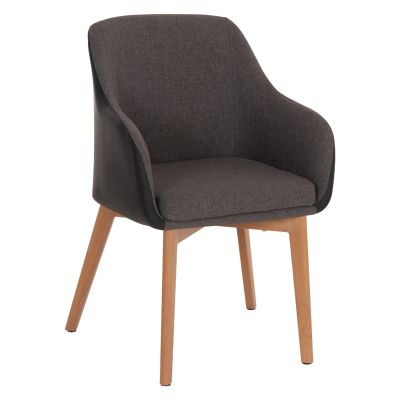 Armchair Bristol HM0141.01 with dark grey color and black PU 57x59x86Υ