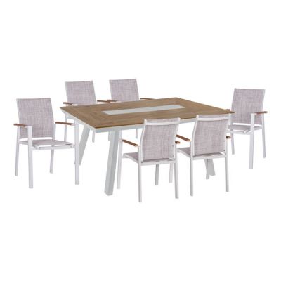 Set Dining Table 7 pieces in white color HM5235.01