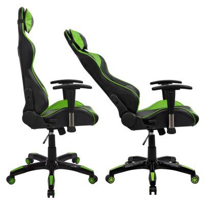 Офис стол за игри HM1056.03 Racing Черно и зелено PU 67x70x134 см
