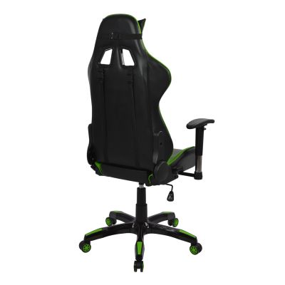 Офис стол за игри HM1056.03 Racing Черно и зелено PU 67x70x134 см
