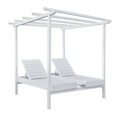 Шезлонг дървен двоен Mykonos B' White с плот 205x167x212 cm HM5428