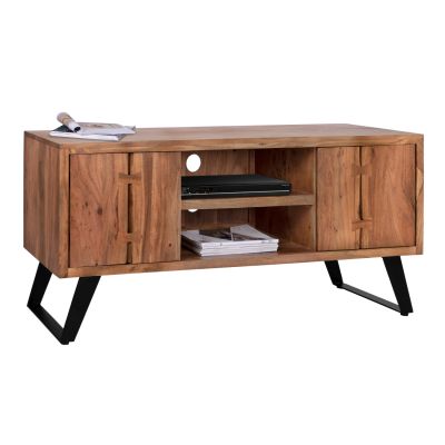 ТВ Мебел HM8177 Fansi от акациево масивно дърво естествено 135x43x61.5