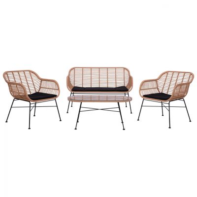 Set metallic for outdoor spaces 4 pieces Allegra HM5460 Wicker in beige color