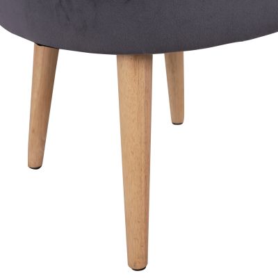 Кадифена табуретка с облегалка Yasmine Grey HM8395.01 47x43x63,5cm