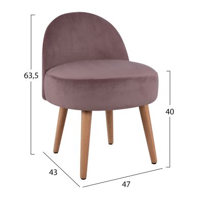 Velvet stool with back Yasmine rotten apple HM8395.02 47x43x63,5cm