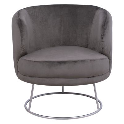 Armchair Arien HM8403.01,velvet grey,silver base 80x75x82cm