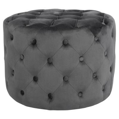 Velvet stool Kassie HM8406.01 grey color Chesterfield type