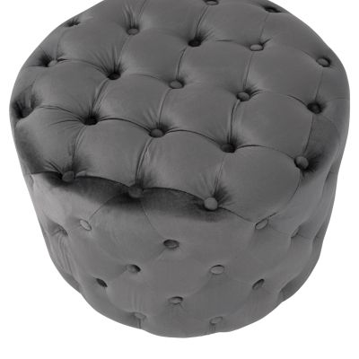 Velvet stool Kassie HM8406.01 grey color Chesterfield type