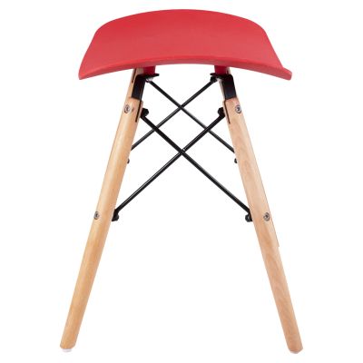 Табуретка с дървени крака Tonia HM0109.04 червена 47x34.5x46.5см