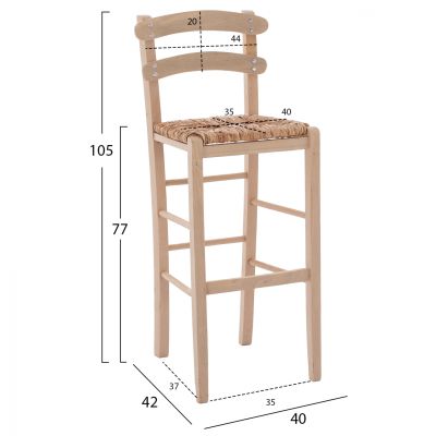 Traditional Stool with straw Unpainted HM10372.02