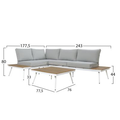 Corner Sofa Aluminum with Table for outdoor spaces HM5126.11