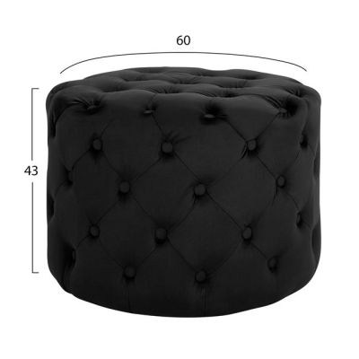 Табуретка Kassie HM8406.04 Черно кадифе Тип Честърфийлд D60x43h cm