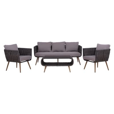 Холна Гарнитура 4 части Алуминий с Ракита Сива HM5282.11