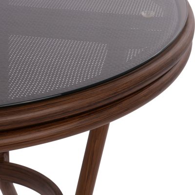 Алуминиева маса '70x70 см. Bamboo Look HM5532.03 Кафяв със стъкло