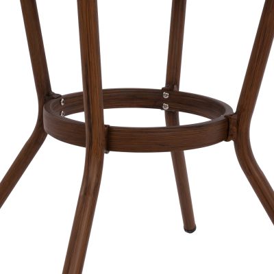 Алуминиева маса '70x70 см. Bamboo Look HM5532.03 Кафяв със стъкло