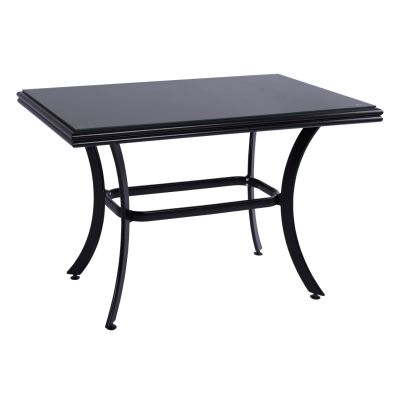 АЛУМИНИЕВА ТРАПЕЗНА МАСА JAXEN HM5533.02 ЧЕРНА С ПЛОТ ОТ ЗАКАЛЕНО СТЪКЛО И ТЕКСТИЛЕН 120x70x78Hcm.