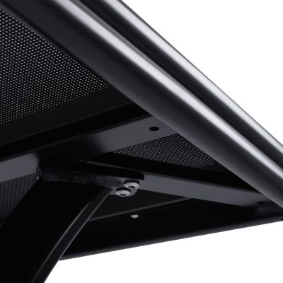 АЛУМИНИЕВА ТРАПЕЗНА МАСА JAXEN HM5533.02 ЧЕРНА С ПЛОТ ОТ ЗАКАЛЕНО СТЪКЛО И ТЕКСТИЛЕН 120x70x78Hcm.