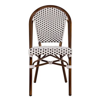 Aluminum Chair Bamboo Look with White/Black Rattn HM5566.01