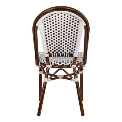 Aluminum Chair Bamboo Look with White/Black Rattn HM5566.01