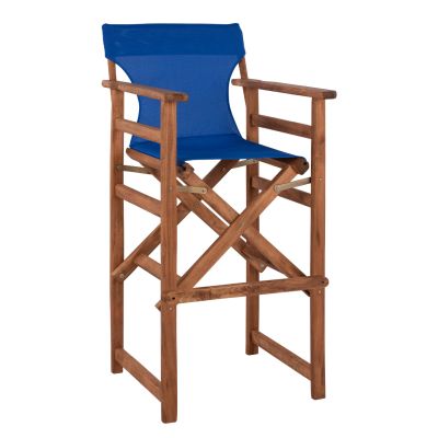 Stool Bar Director's Walnut with pillow pvc blue HM10374.01