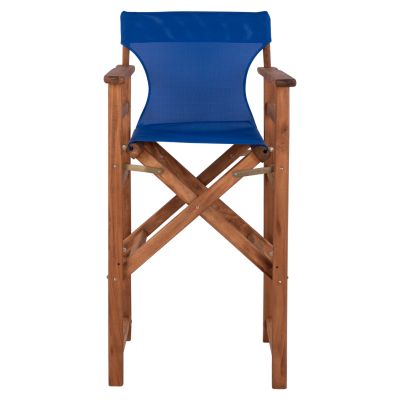 Бар стол Директор Орех с възглавница pvc син HM10374.01