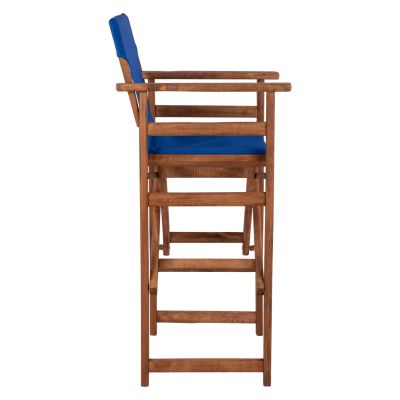 Бар стол Директор Орех с възглавница pvc син HM10374.01