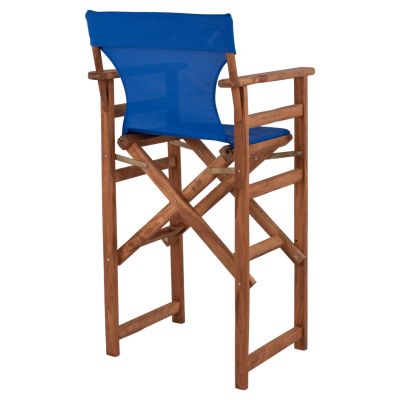 Бар стол Директор Орех с възглавница pvc син HM10374.01