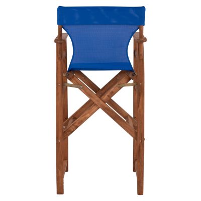 Бар стол Директор Орех с възглавница pvc син HM10374.01