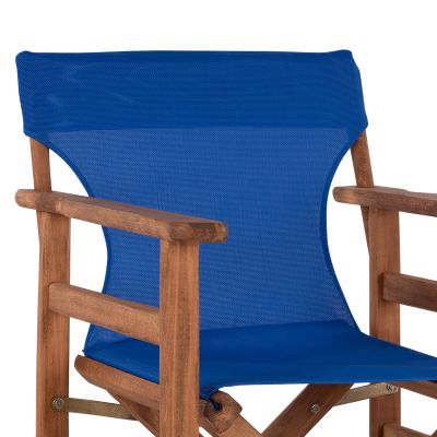 Бар стол Директор Орех с възглавница pvc син HM10374.01