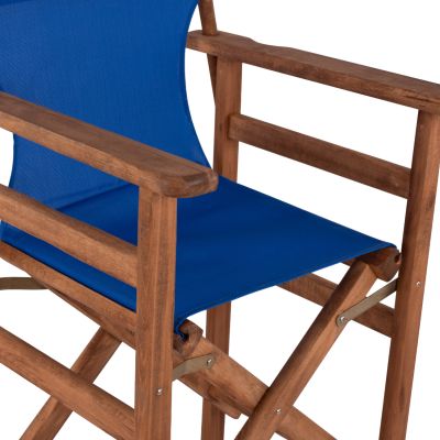 Бар стол Директор Орех с възглавница pvc син HM10374.01