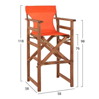 Stool Bar Director's Walnut with pillow pvc orange HM10374.02