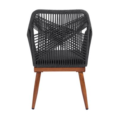 Aluminum armchair MYRTIA HM5549.01 with grey rope AND WALNUT legs 62x63x90Hcm