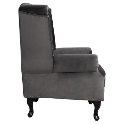 Armchair Grey Velvet,Chesterfield-style, Polina, 83x75x107 HM0053.10
