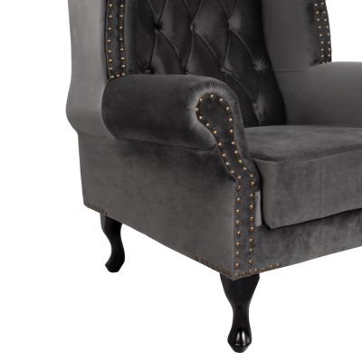 Armchair Grey Velvet,Chesterfield-style, Polina, 83x75x107 HM0053.10