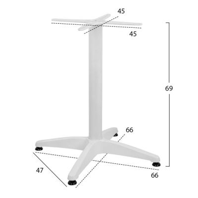 Aluminum Base 4legs 65x65x70cm with cross 48x48cm HM448.02 White