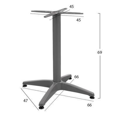 Aluminum Base 4legs 65x65x70cm with cross 48x48cm HM448.04 Grey