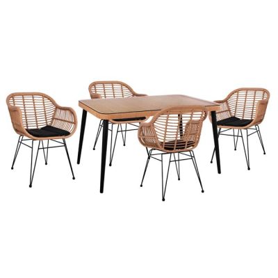 Комплект 5 части Allegra Wicker 140x80x78 бежово и черно 