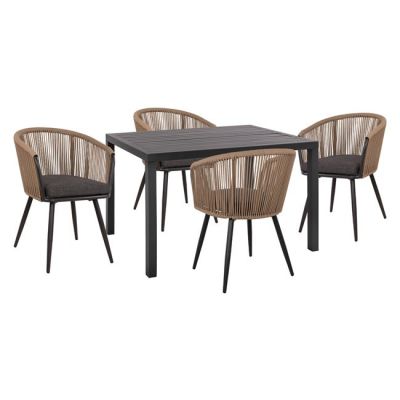 Комплект 5 части Маса 120x80x75.5 & Фотьойли Алуминиево Сив цвят HM10520