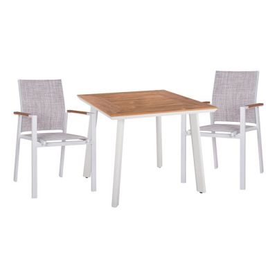 Комплект 3 части с маса 80x80x73 и фотьойли алуминий в бял цвят HM10540.01