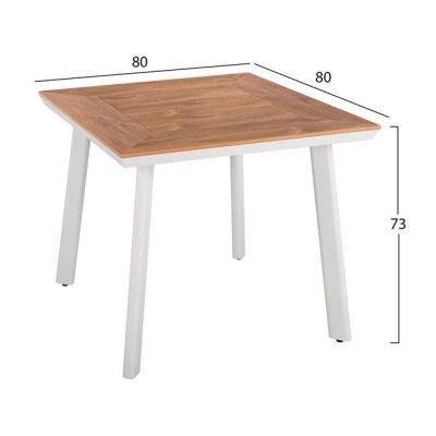 Комплект 3 части с маса 80x80x73 и фотьойли алуминий в бял цвят HM10540.01