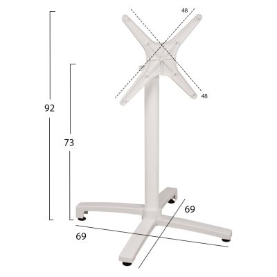 Алуминиева основа Сгъваема бяла матова 69x69x73-92см с кръст HM459.02
