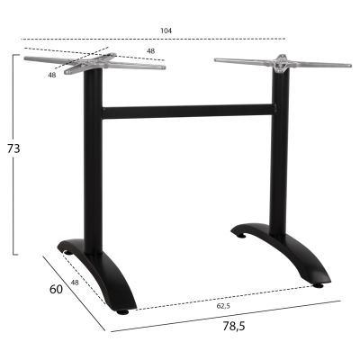Алуминиева основа 2 крака HM461.01 Blck Matte 78x60x73