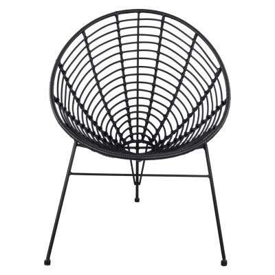 HM5458.02 Armchair Allegra, nest type metallic, wicker in black color  73x83x86 cm
