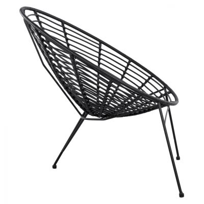 HM5458.02 Armchair Allegra, nest type metallic, wicker in black color  73x83x86 cm