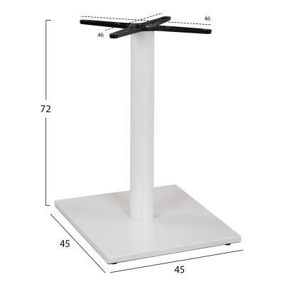 Metallic Base White Matte 46x46x72H with cross 46x46 and adjusters HM438.02