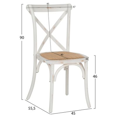 Chair Owen Stackable Wooden from Beech wood White Wash Color with crossed back HM8575.04 45x55,5x90 cm