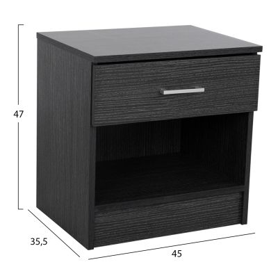 Bedside table with 1 Drawer Zebrano 45x35.5x47cm HM2345.02