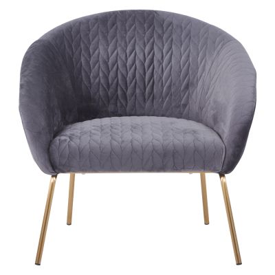HM8549.01 Armchair Joyce Velvet Grey,metallic legs, 80x76x75